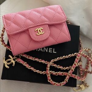 Chanel Pink Quilted Crossbody Wallet